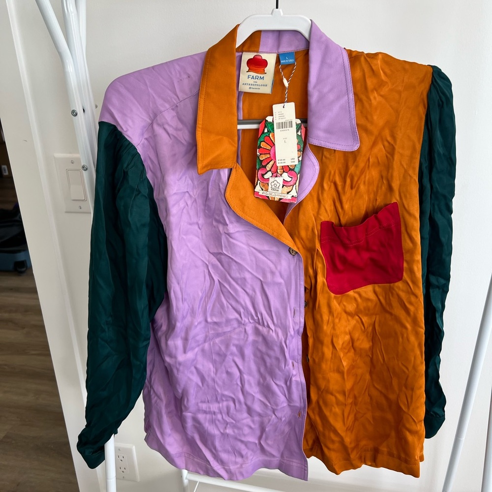 BNWT Anthropologie Farm Rio Multi-Colour Button Down Blouse